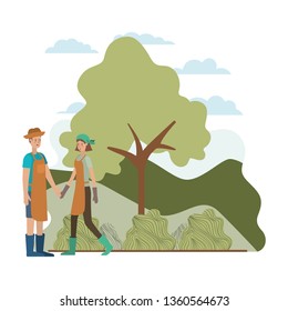 young couple in the landscape avatar character