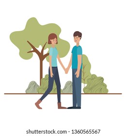 young couple in the landscape avatar character