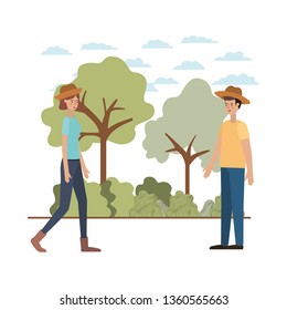 young couple in the landscape avatar character