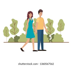 young couple in the landscape avatar character