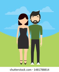 young couple in landscape avatar character