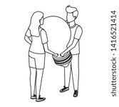young couple lifting bulb light