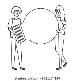 young couple lifting bulb light