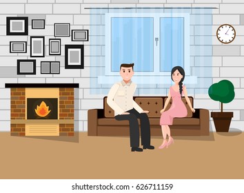 Young couple in living room