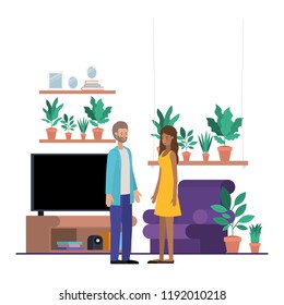 young couple in the living room avatar character