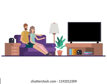 young couple in the livingroom avatar character