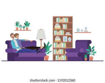 young couple in the livingroom avatar character