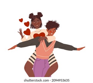 Young couple in love. Happy people in romantic relationships vector illustration