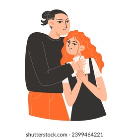 A young couple in love are hugging on Valentine's Day