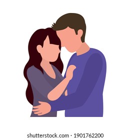 young couple in love icon over white background, colorful design, vector illustration