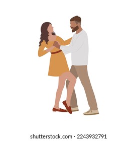 Young couple in love man and woman dancing
Flat vector illustration on isolated white background
