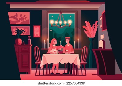 young couple in love man woman sitting at cafe table happy valentine day celebration relationship and romantic date