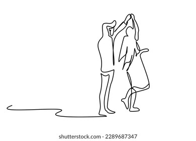 young couple in love marriage dance celebration lifestyle line art