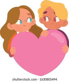 Young couple in love on white background.