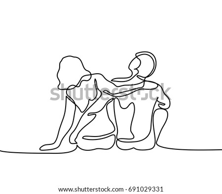 Young Couple Love Sitting On Beach Stock Vector Royalty Free