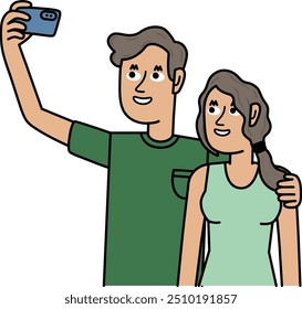 
young couple in love taking a selfie