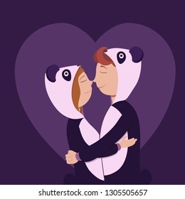 Young couple in love. Vector illustration for Valentines Day.
