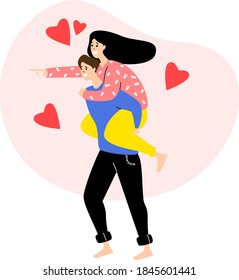 Young couple in love. Vector illustration. 