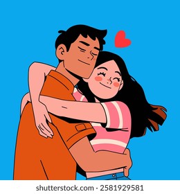 Young couple in love. Vector illustration of a man and a woman. Valentine's day