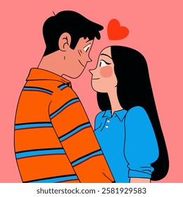 Young couple in love. Vector illustration of a man and a woman. Valentine's day