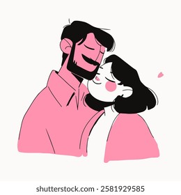 Young couple in love. Vector illustration of a man and a woman. Valentine's day