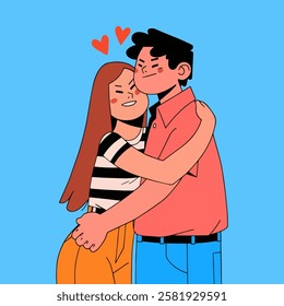 Young couple in love. Vector illustration of a man and a woman. Valentine's day