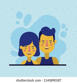young couple lovers avatars characters