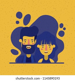 young couple lovers avatars characters