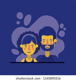 young couple lovers avatars characters