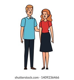 young couple lovers avatars characters