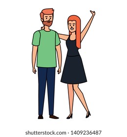 young couple lovers avatars characters