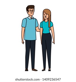 young couple lovers avatars characters