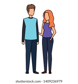 young couple lovers avatars characters