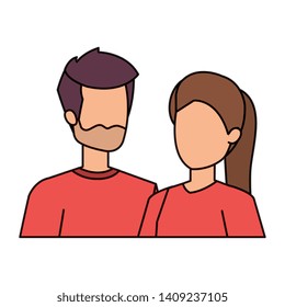 young couple lovers avatars characters