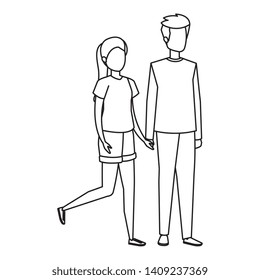 young couple lovers avatars characters