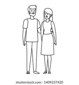 young couple lovers avatars characters