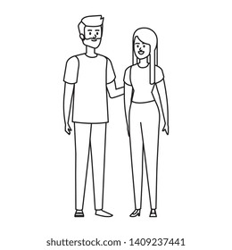 young couple lovers avatars characters