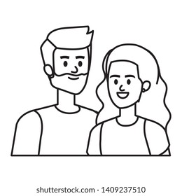 young couple lovers avatars characters