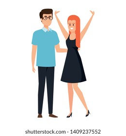 young couple lovers avatars characters