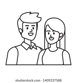 young couple lovers avatars characters