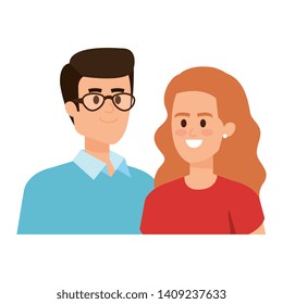 young couple lovers avatars characters