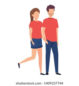 young couple lovers avatars characters
