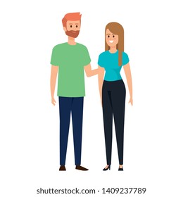 young couple lovers avatars characters