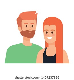 young couple lovers avatars characters