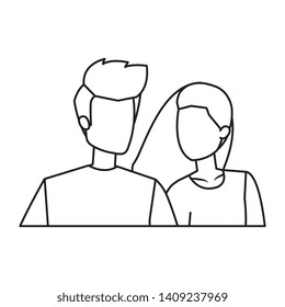 young couple lovers avatars characters