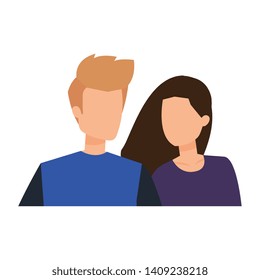 young couple lovers avatars characters