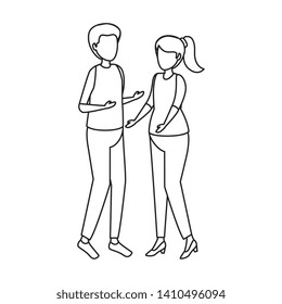 young couple lovers avatars characters