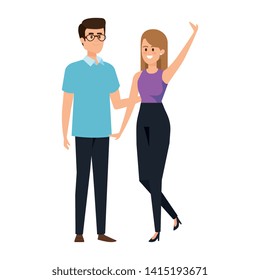 young couple lovers avatars characters