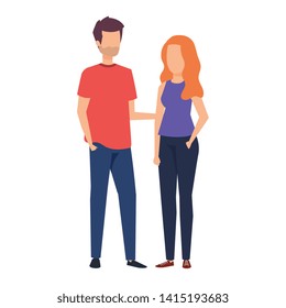 young couple lovers avatars characters