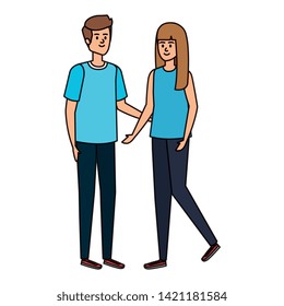 young couple lovers avatars characters